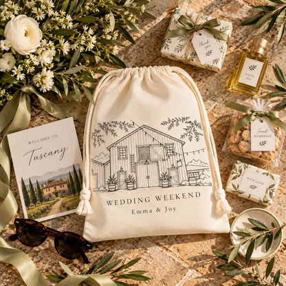 Personalized Venue Illustration Wedding Favor Bag