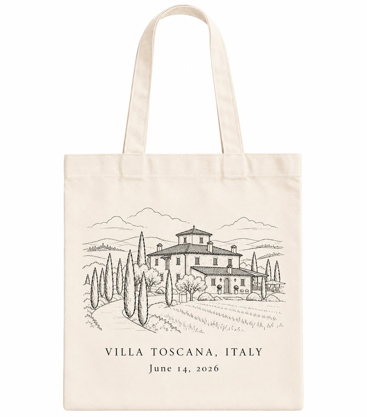 Custom Wedding Venue Illustration Tote Bag