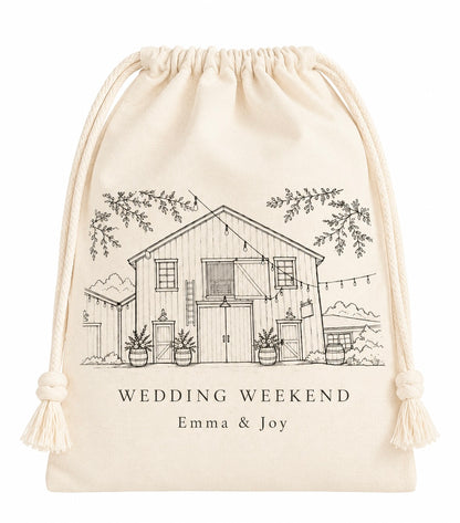 Personalized Venue Illustration Wedding Favor Bag