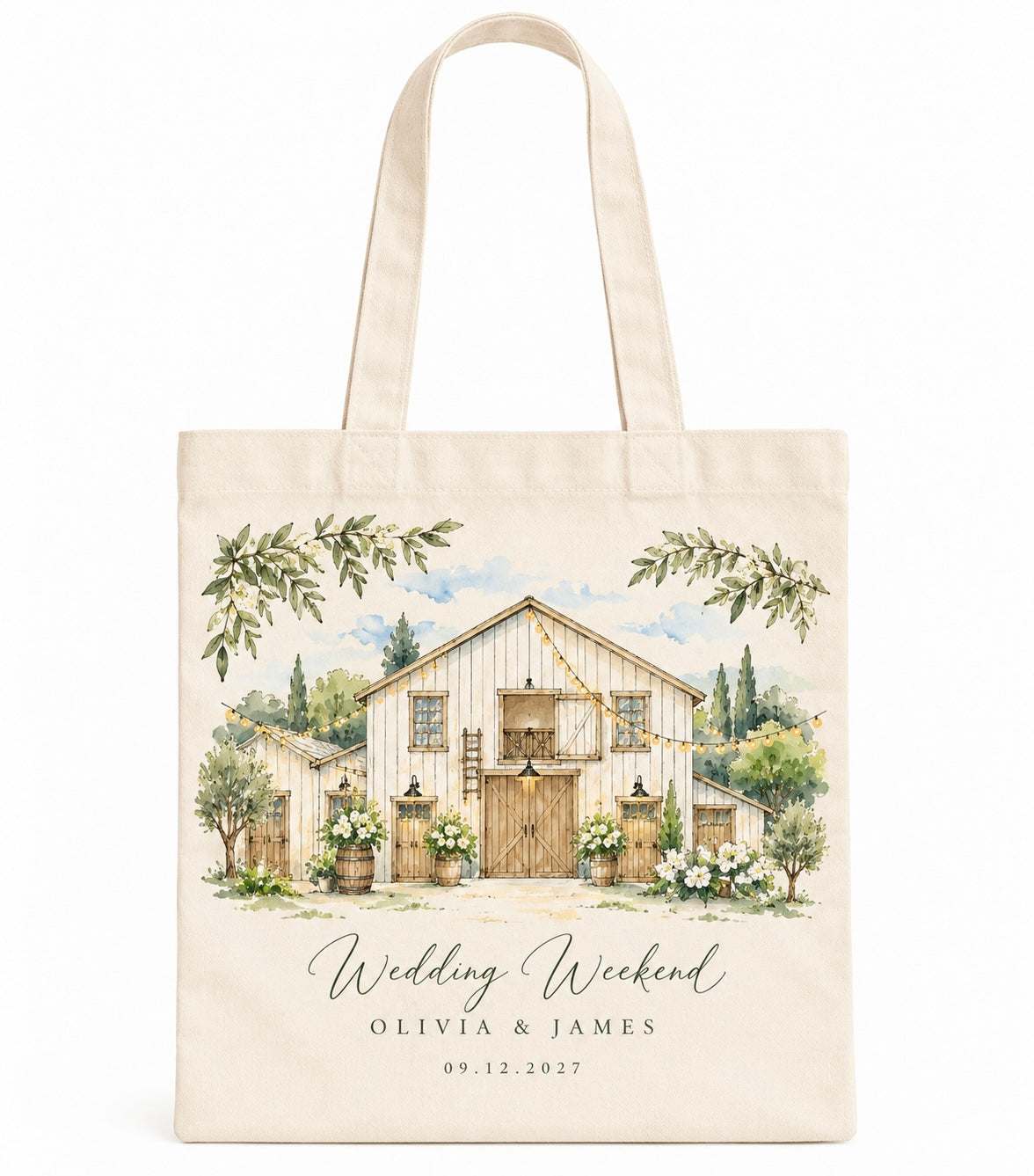 Personalized Watercolor Illustration Tote Bag