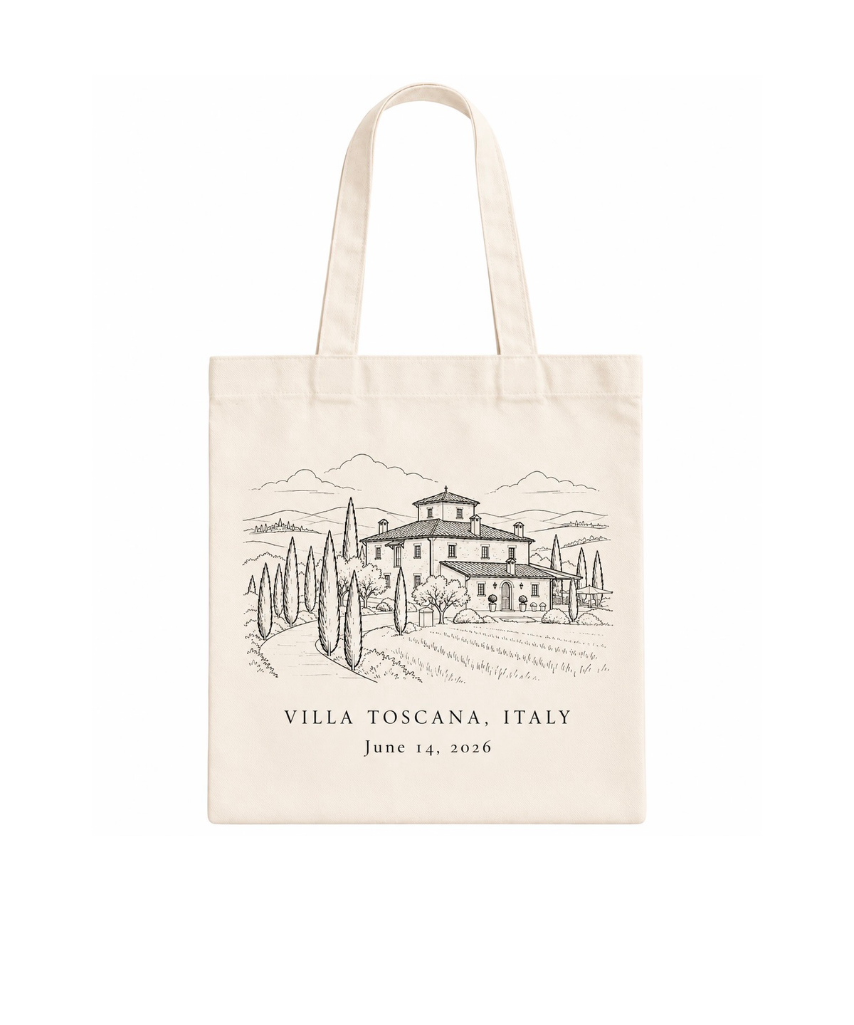 Custom Wedding Venue Illustration Tote Bag