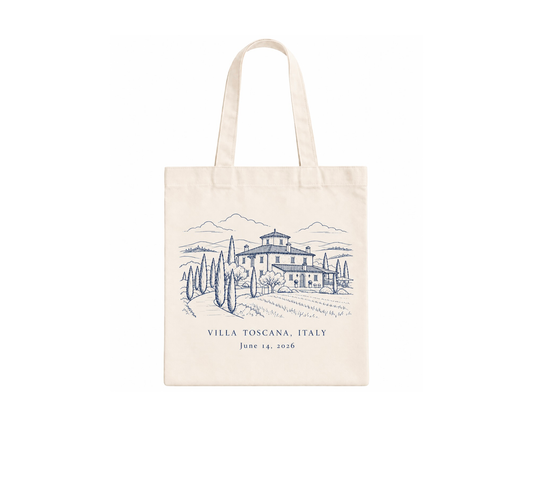 Personalized Navy Blue Line Art  Canvas Tote Bag