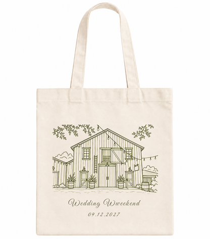 Personalized Olive Green Line Art Tote Bag