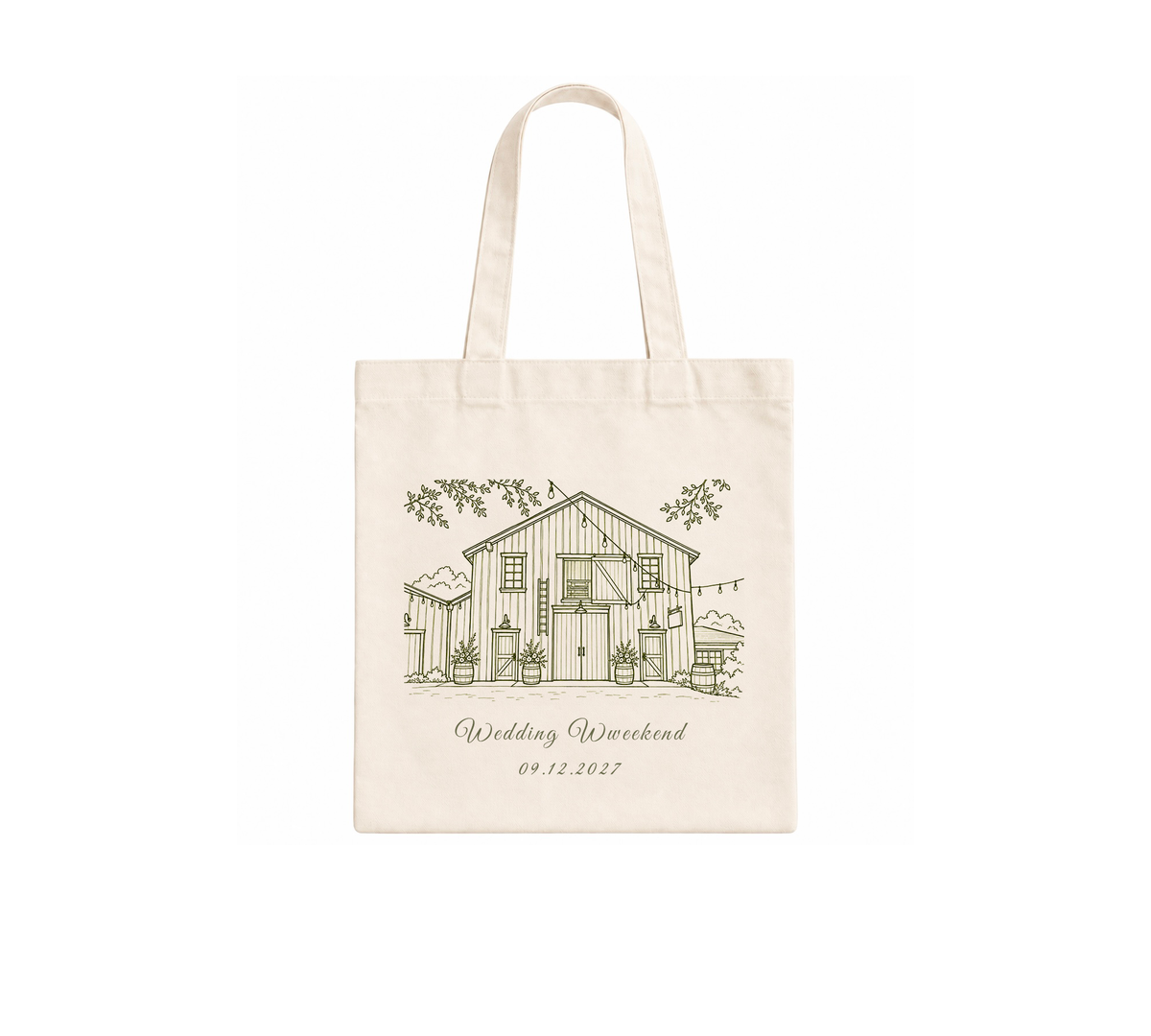 Personalized Olive Green Line Art Tote Bag