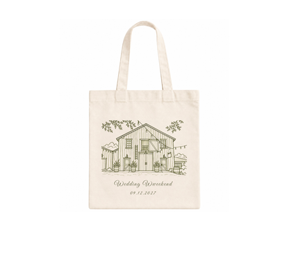 Personalized Olive Green Line Art Tote Bag