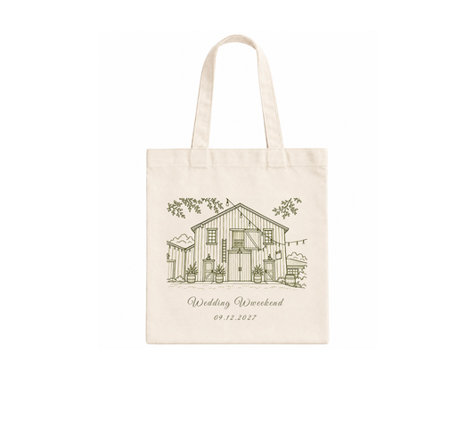 Personalized Olive Green Line Art Tote Bag