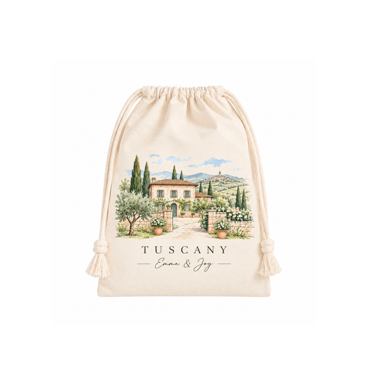 Personalized Watercolor Illustration Wedding Favor Bag