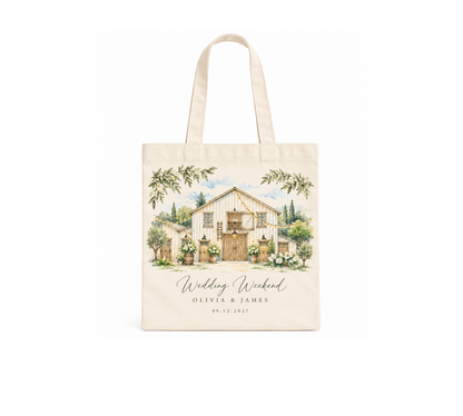 Personalized Watercolor Illustration Tote Bag